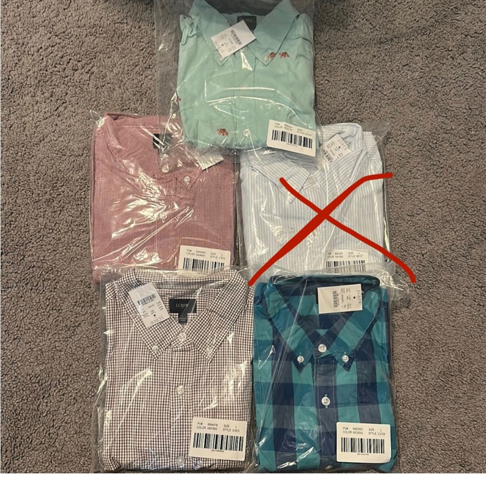 4 brand new JCREW dress shirts, size large